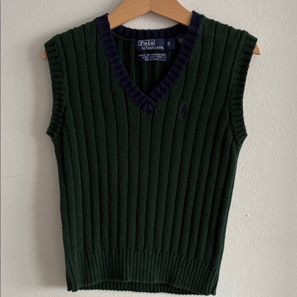 Polo by Ralph Lauren Kids Dark Green V-Neck Sweater Vest